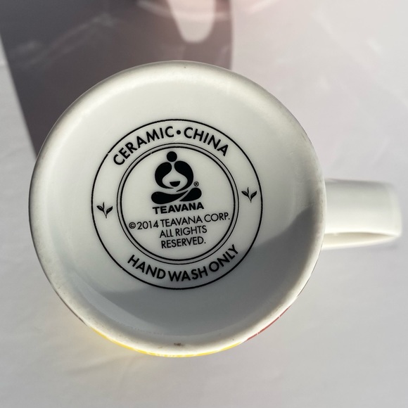 Vintage Teavana Mug Tall 2014 Yellow Brown Ceramic Retro Design Coffee Cup Tea - Picture 3 of 4